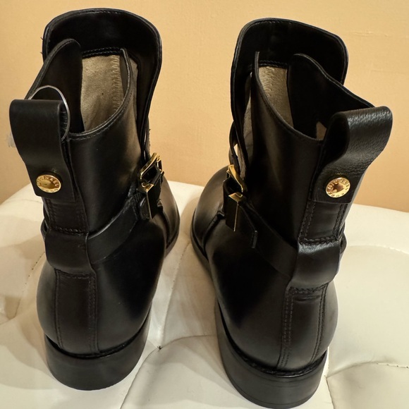 Michael Kors Black Leather Boots with Gold Accents. - Picture 6 of 8